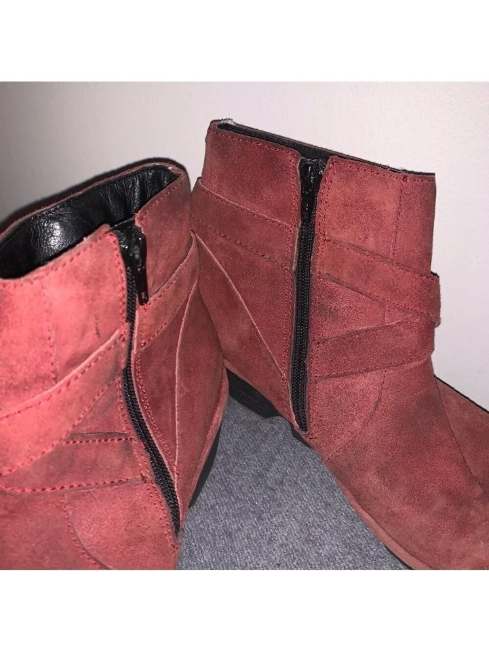 Fly London Red Suede Leather Wedge Ankle Booties 40
